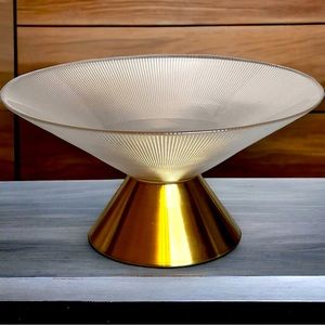 Decorative glass fruit bowl with brass base